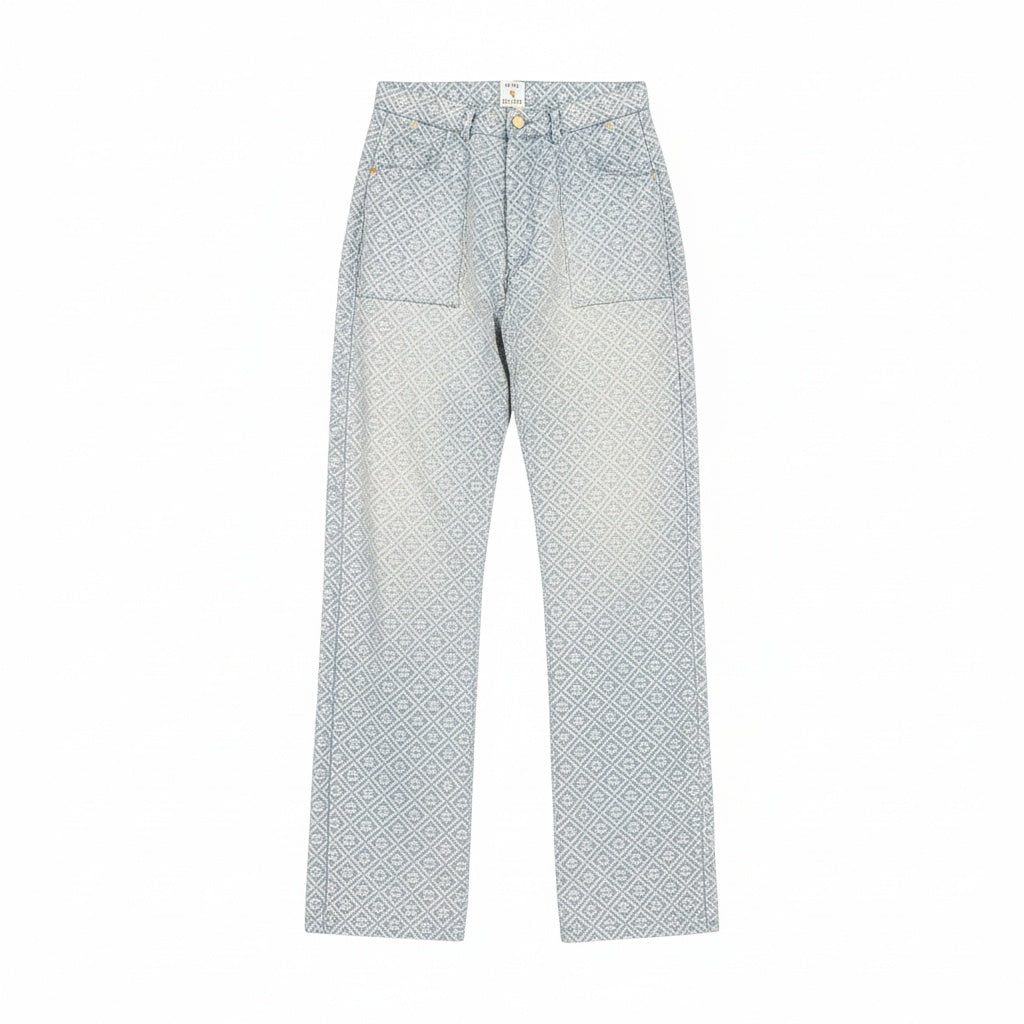 CASABLANCA RELAXED MONOGRAM DENIM TROUSERS BLUE