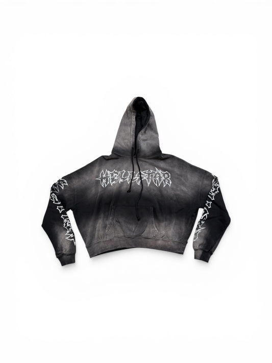 HELLSTAR STARS SHINE GRAFFITI HOODIE BLACK