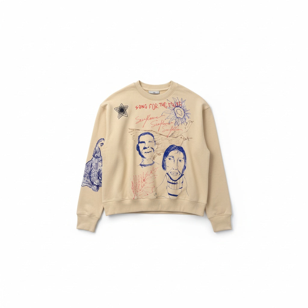 SONG FOR THE MUTE ''SKETCHBOOK'' RELAXED PULLOVER IVORY