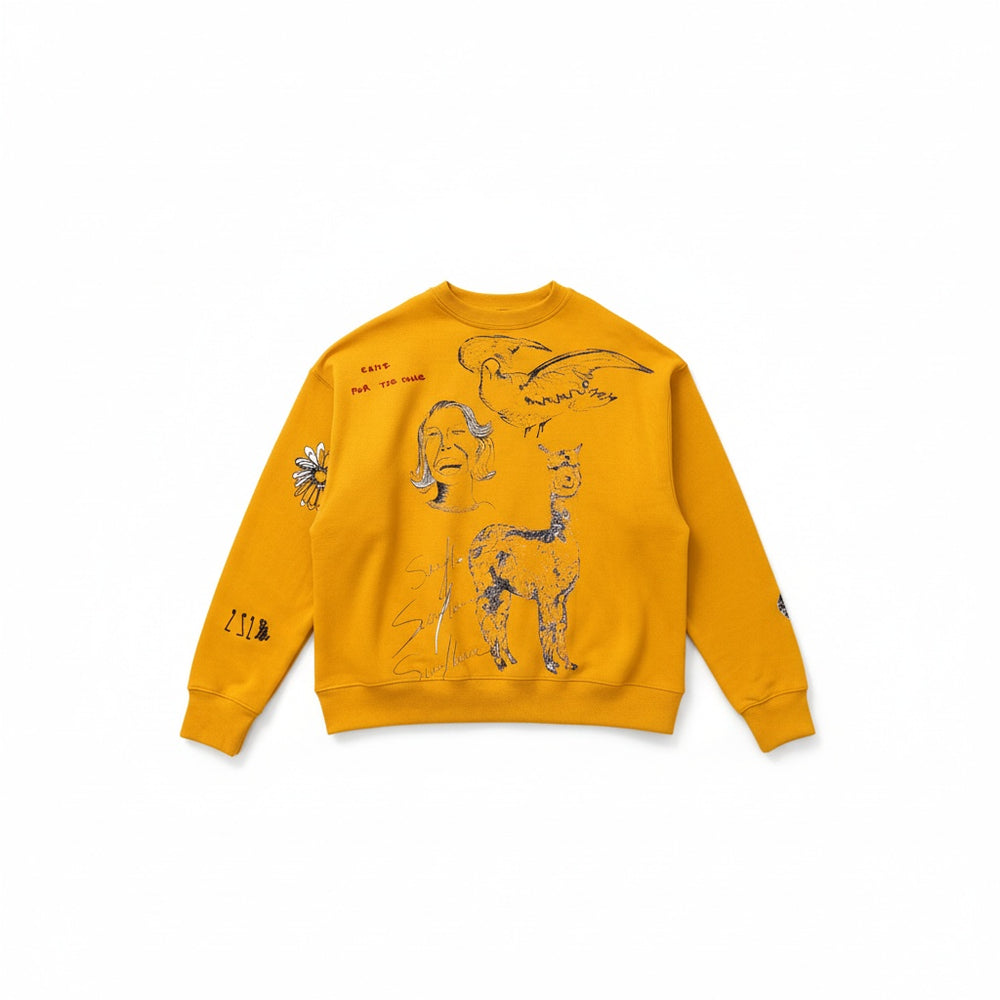 SONG FOR THE MUTE ''SKETCHBOOK'' RELAXED PULLOVER YELLOW
