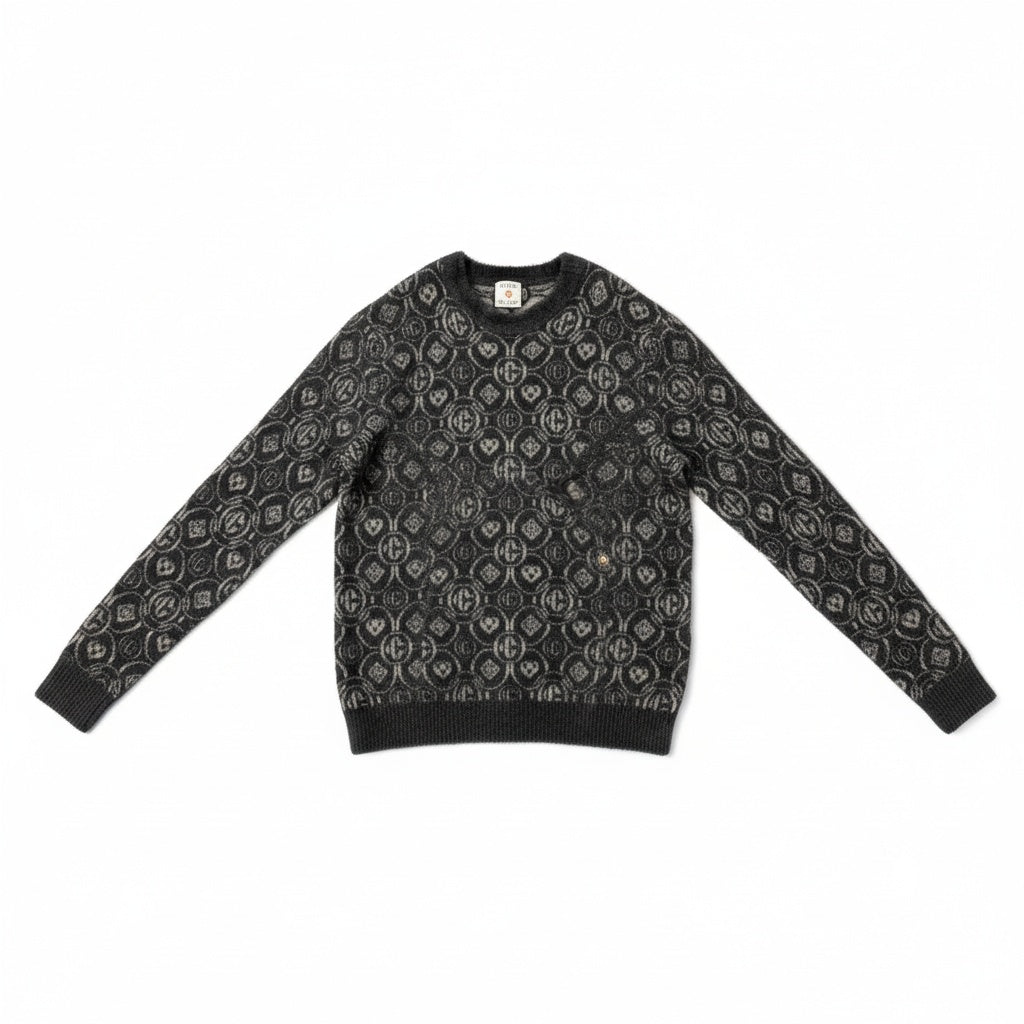 CASABLANCA FLUFFY MONOGRAM CREW NECK GREY
