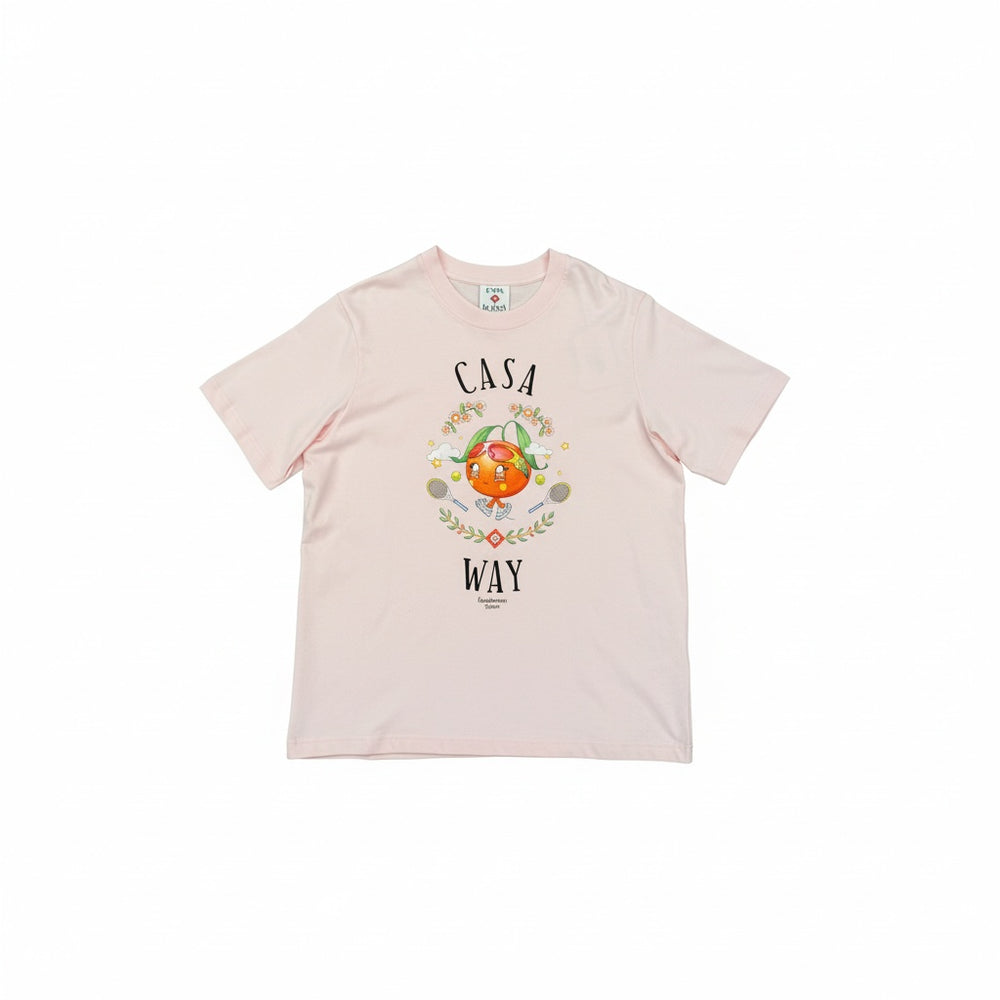 CASABLANCA CASA WAY ORANGE MASCOT PRINTED T-SHIRT PINK
