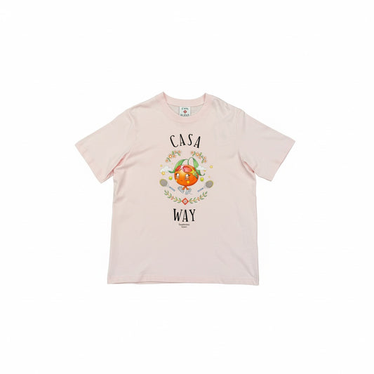 CASABLANCA CASA WAY ORANGE MASCOT PRINTED T-SHIRT PINK