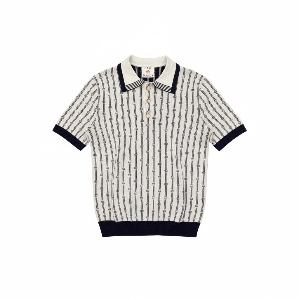 Casablanca Monogram Polo Navy