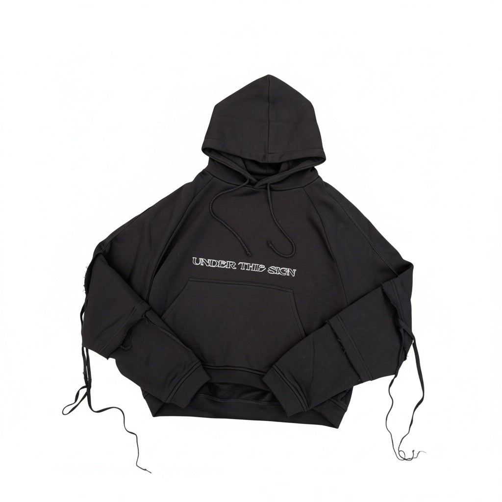 Under The Sign TEARDROP PRINTED PATCHWORK SWEATSHIRT BLACK