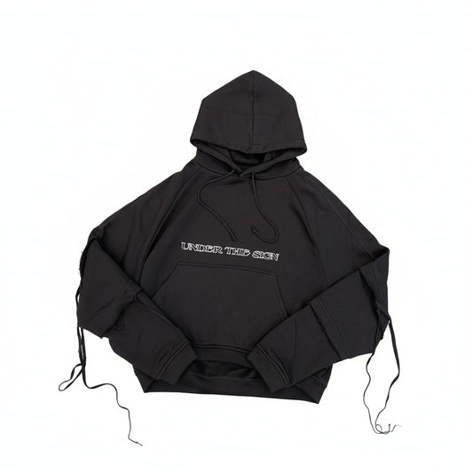 Under The Sign TEARDROP PRINTED PATCHWORK SWEATSHIRT BLACK