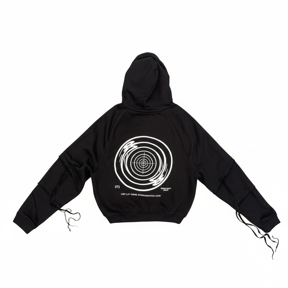 Under The Sign TEARDROP PRINTED PATCHWORK SWEATSHIRT BLACK