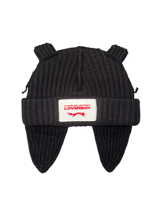 CHARLES JEFFREY LOVERBOY CHUNKY RABBIT BEANIE BLACK