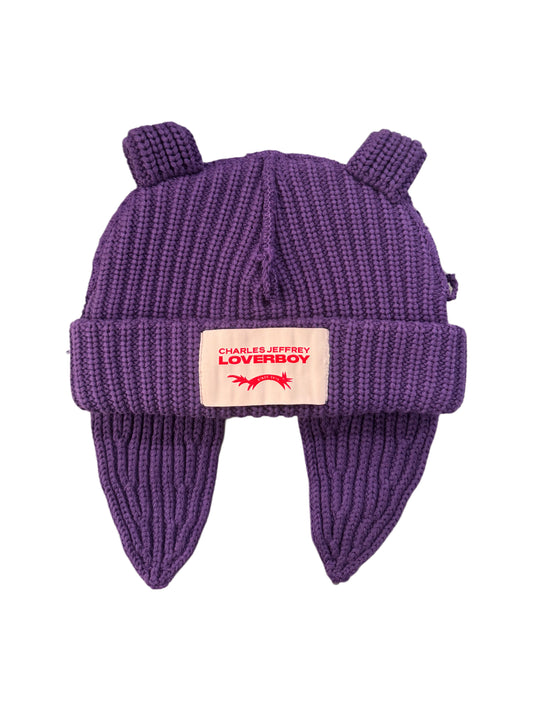 CHARLES JEFFREY LOVERBOY CHUNKY RABBIT BEANIE PURPLE