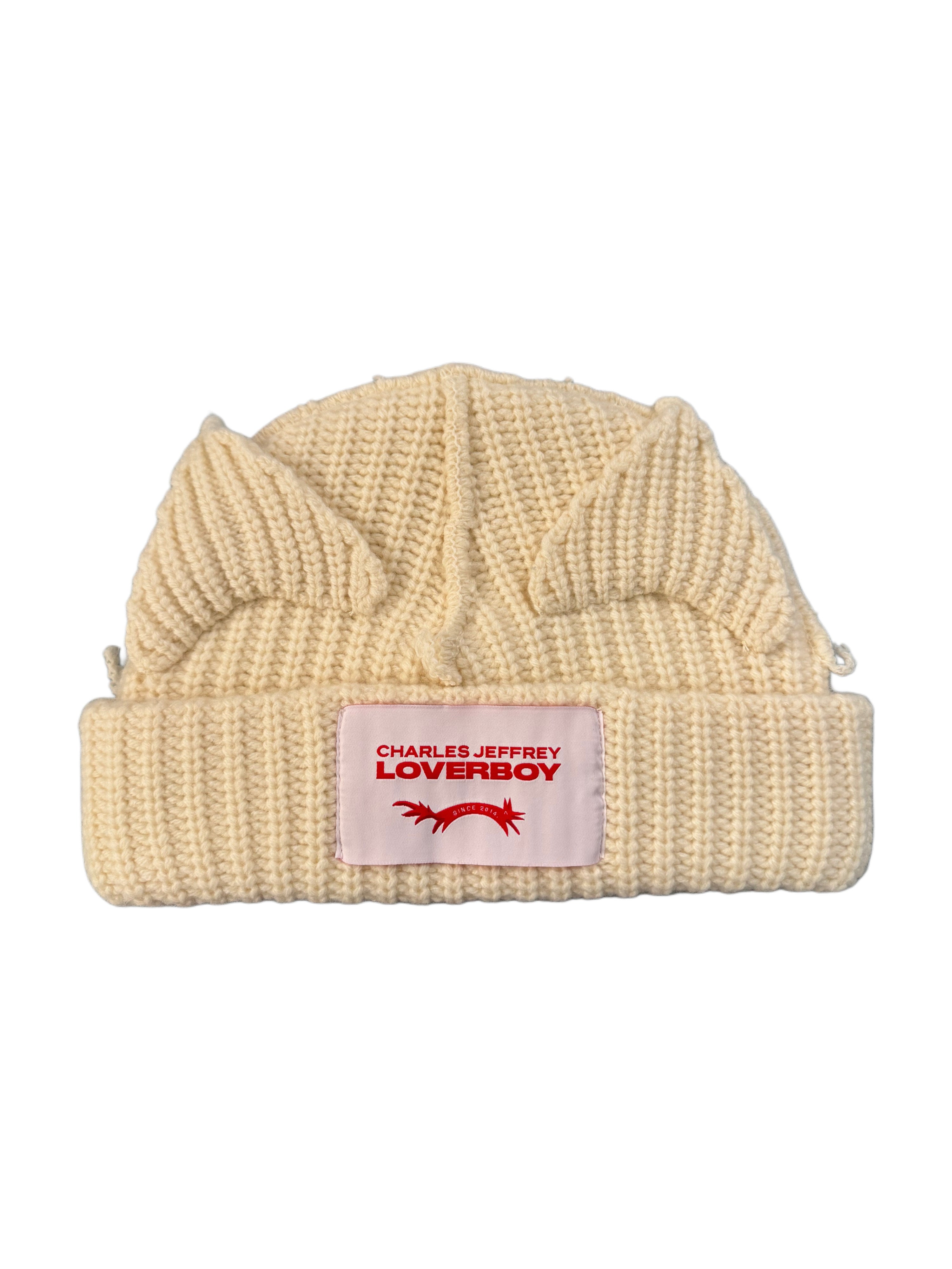 CHARLES JEFFREY LOVERBOY CHUNKY EARS BEANIE ECRU