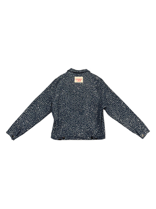 CHARLES JEFFREY LOVERBOY ART DENIM JACKET BLUE