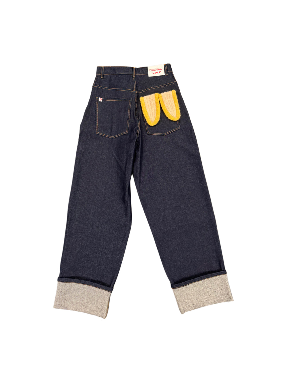 CHARLES JEFFREY LOVERBOY LOOSE FIT JEAN WITH
KNITTED POCKET WAISTED BLUE