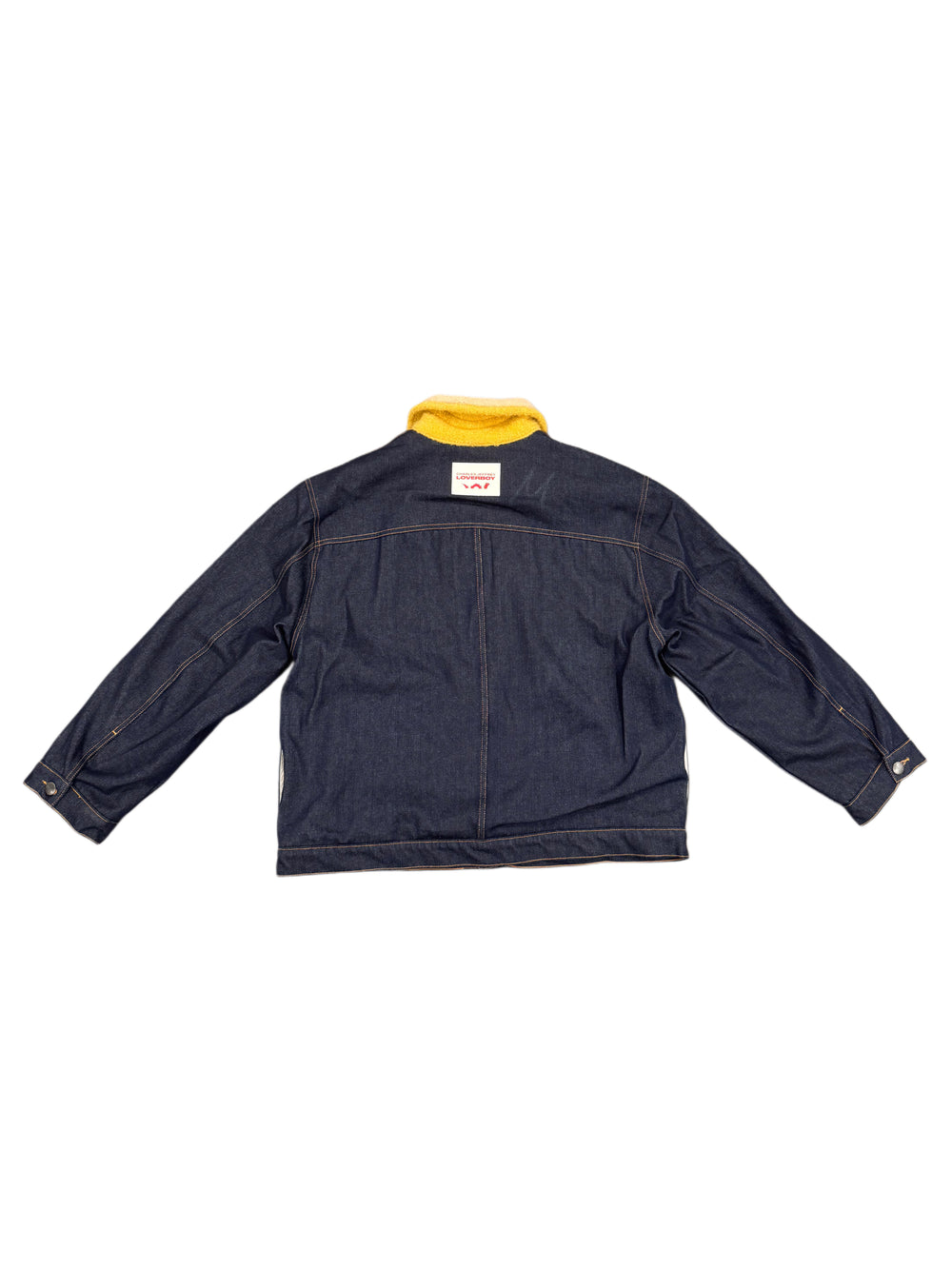 CHARLES JEFFREY LOVERBOY DENIM JACKET WITH
KNITTED COLLAR BLUE