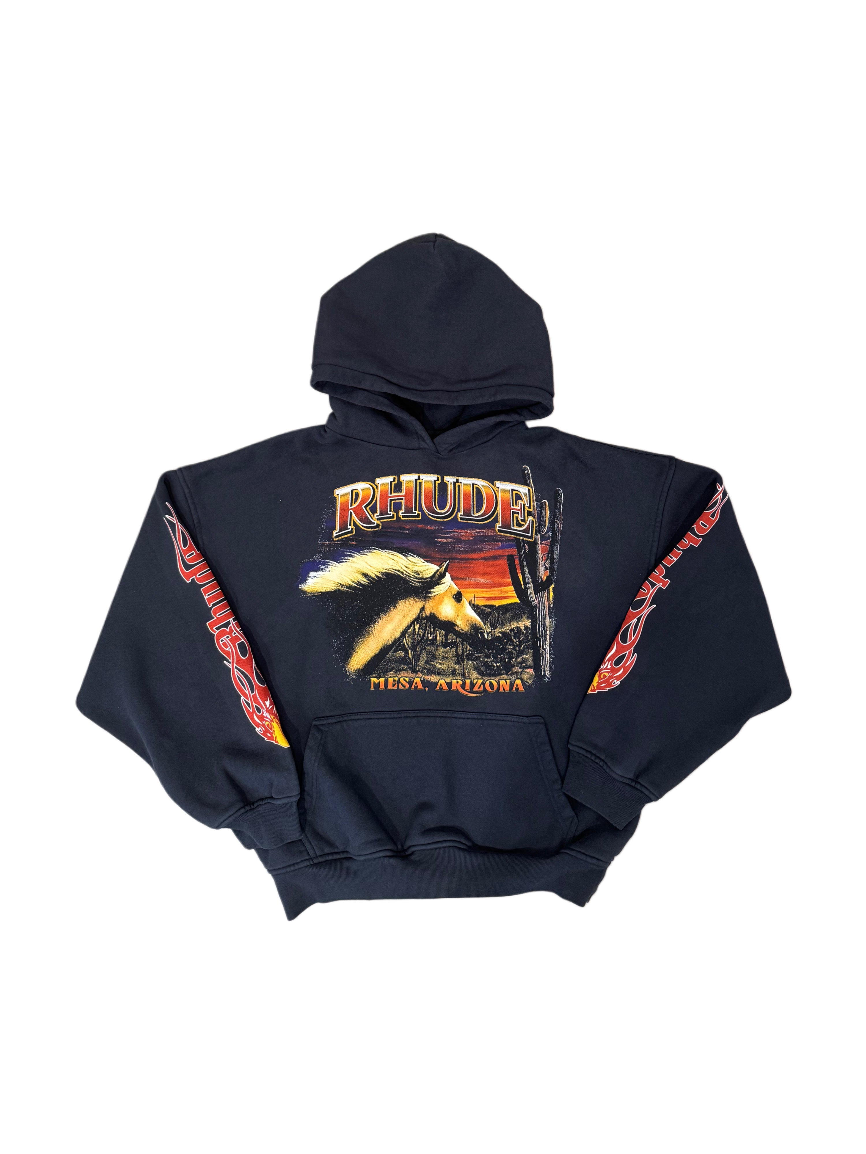 RHUDE MESA STALLION HOODIE VINTAGE BLACK/ RED/ YELLOW