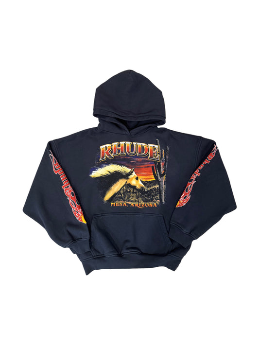 RHUDE MESA STALLION HOODIE VINTAGE BLACK/ RED/ YELLOW