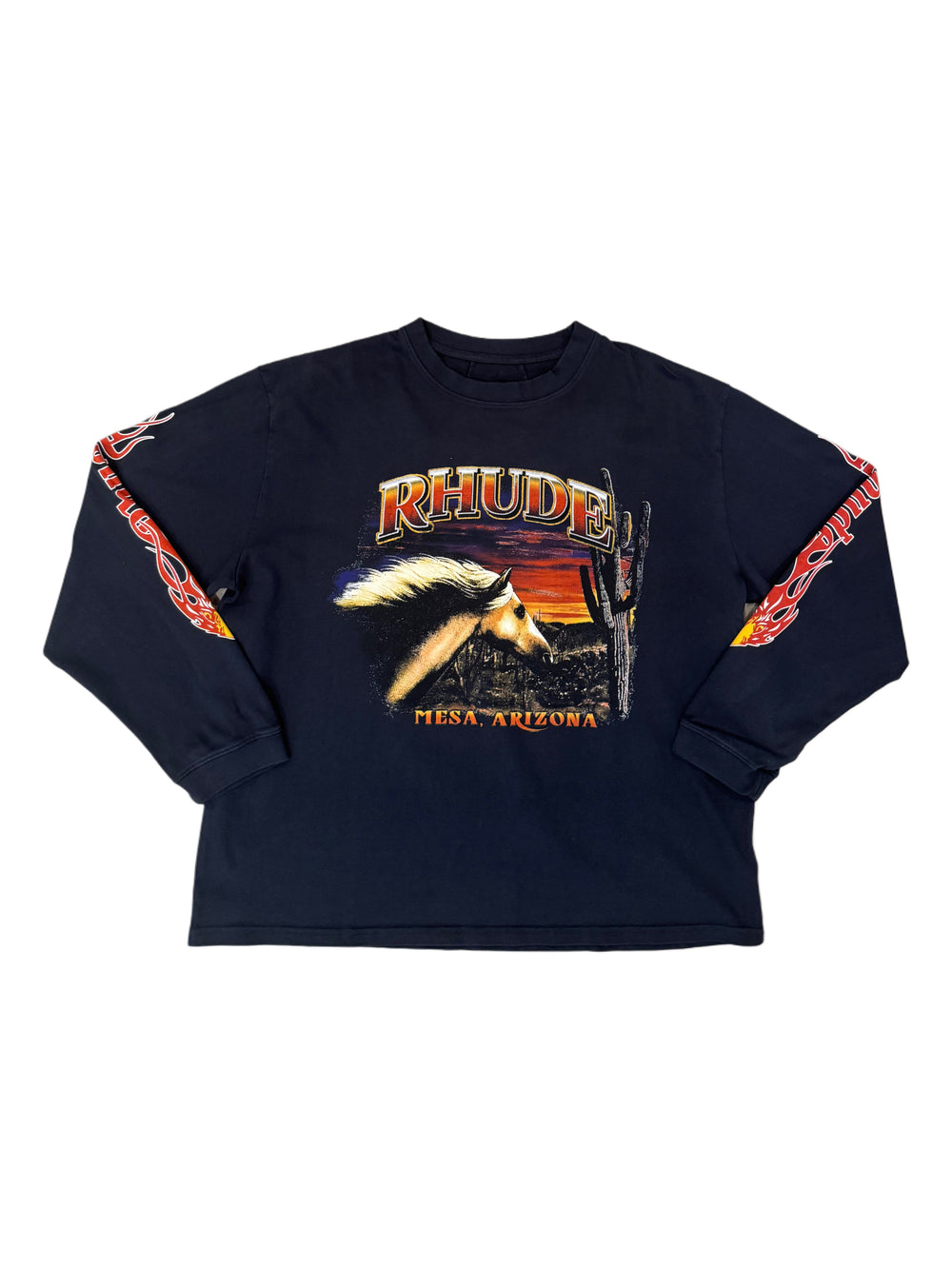 RHUDE MESA STALLION LS TEE VINTAGE BLACK/ RED/ YELLOW