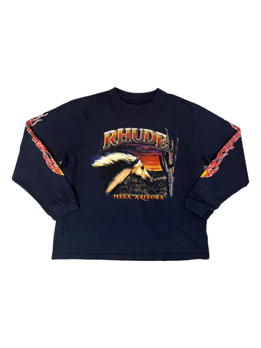 RHUDE MESA STALLION LS TEE VINTAGE BLACK/ RED/ YELLOW