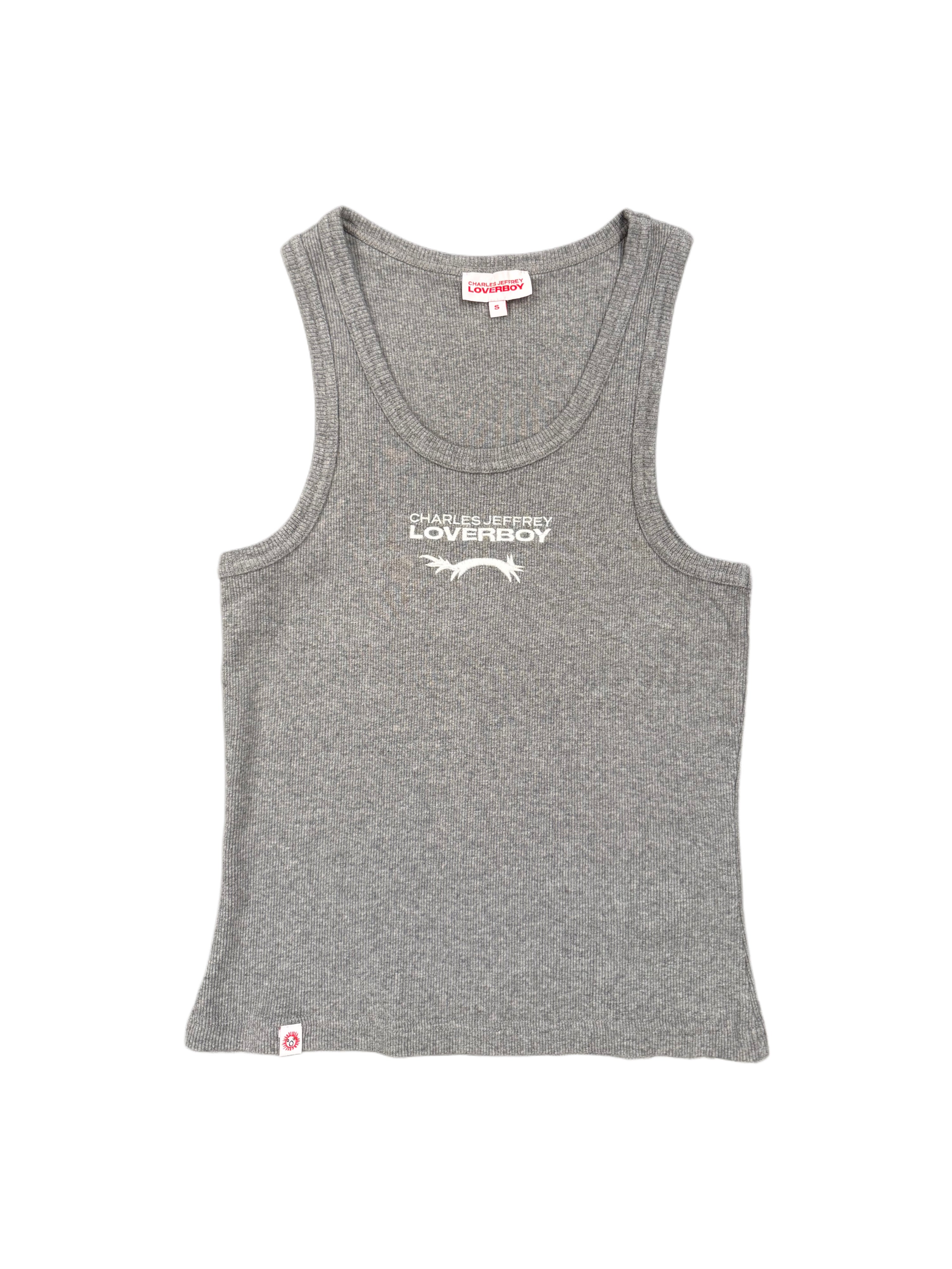 CHARLES JEFFREY LOVERBOY KNITTED  LOGO TANK TOP GREY