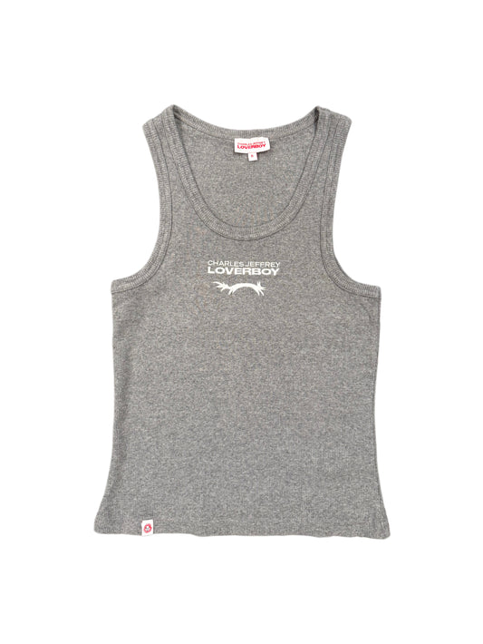 CHARLES JEFFREY LOVERBOY KNITTED  LOGO TANK TOP GREY