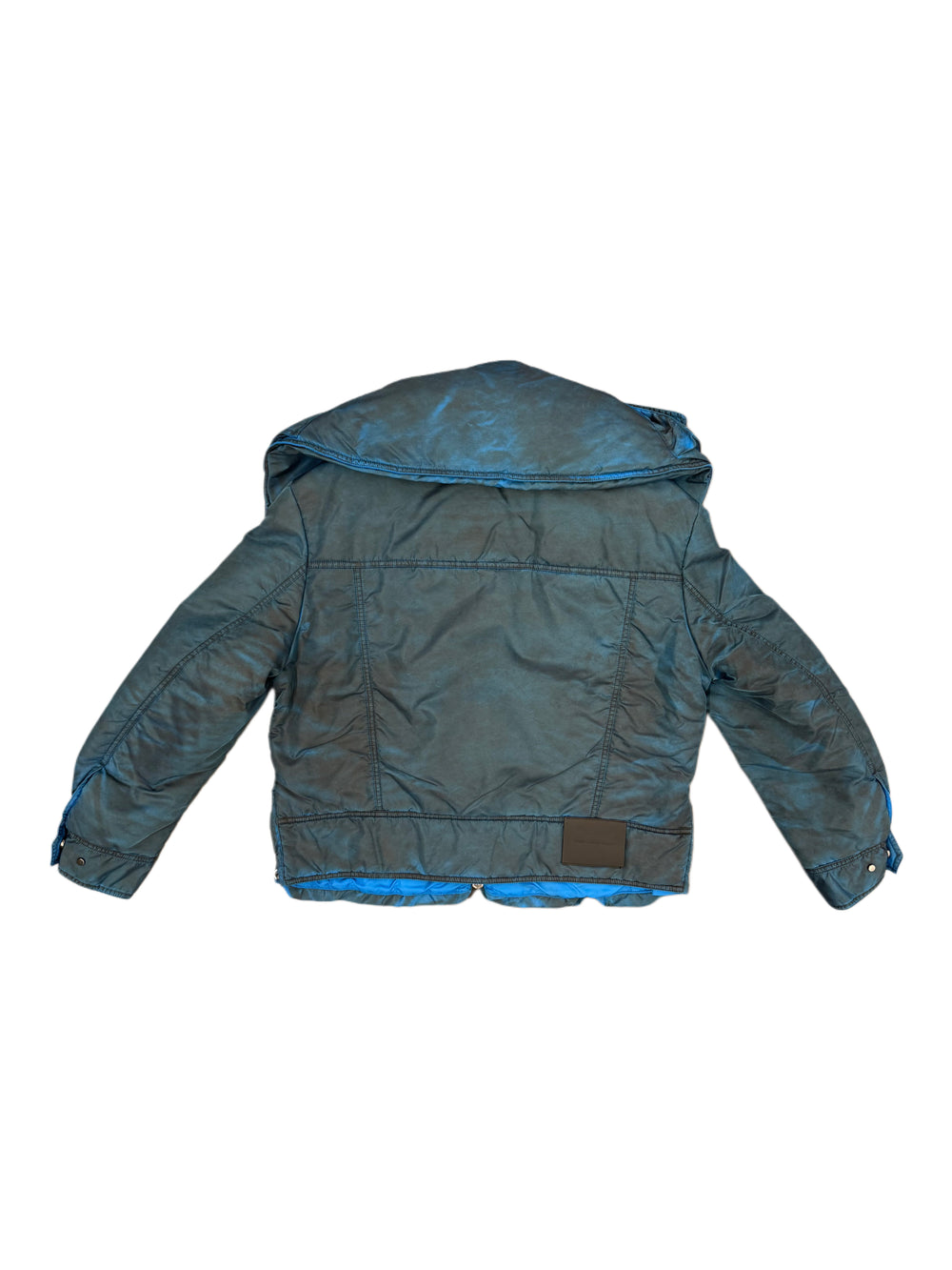 Feng Chen Wang Multi Pocket Cargo Jacket In Padded Nylon Washed Prussian Blue