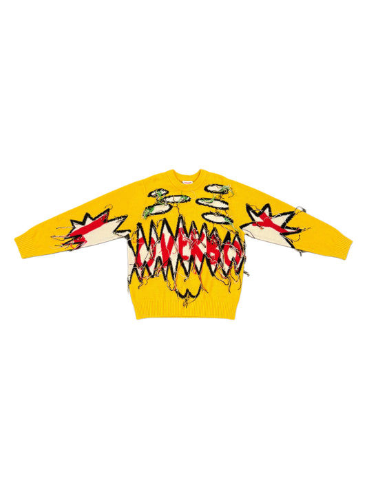 CHARLES JEFFREY LOVERBOY GUDDLE LOVERBOY LOGO JUMPER YELLOW