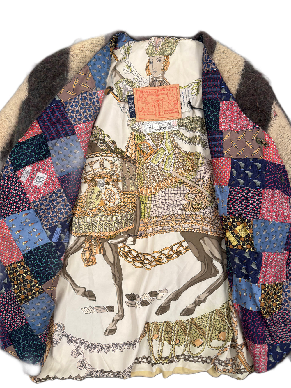 Masato Kawajo Mohair Cardigan with Hermes Lining