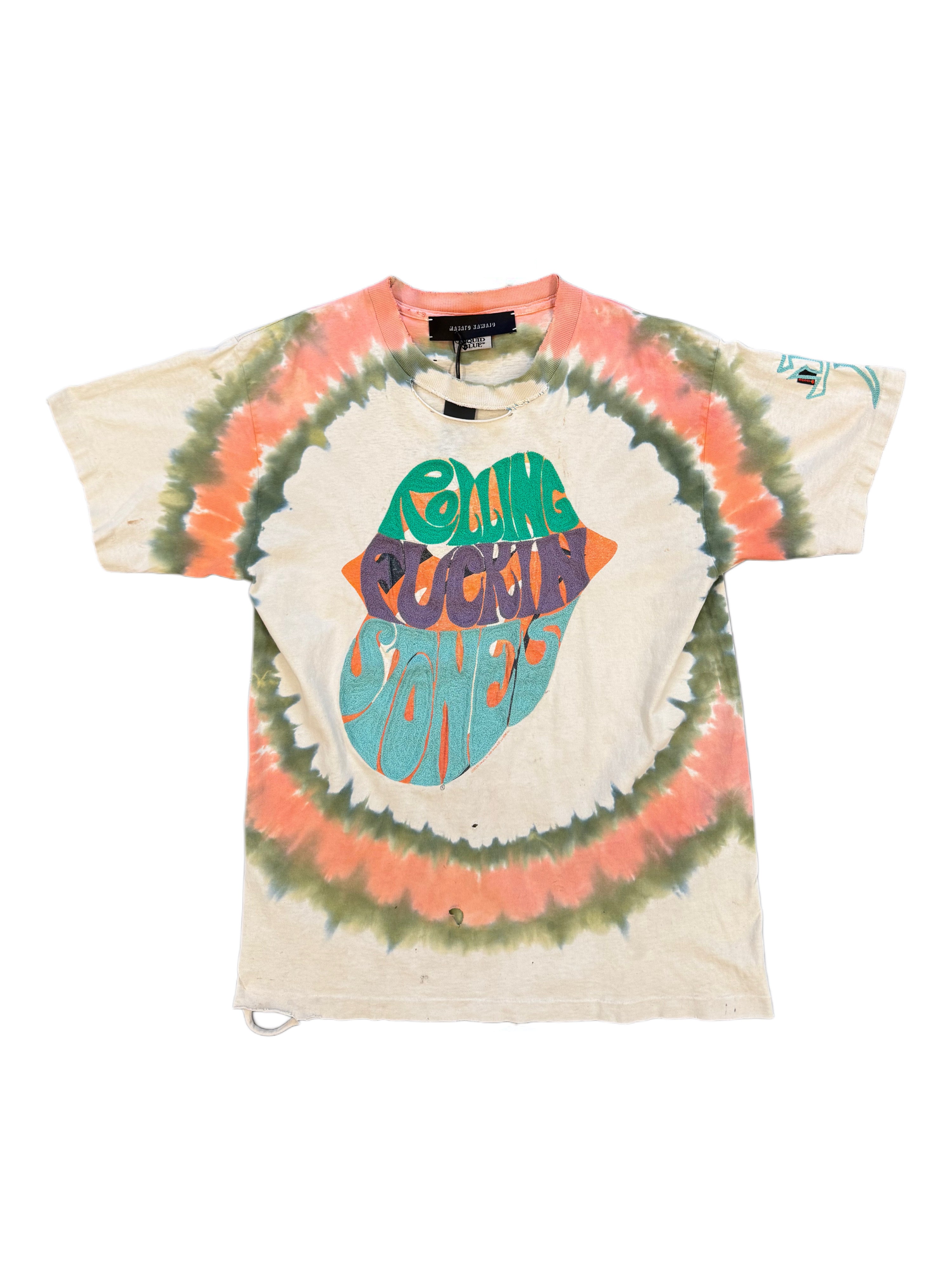 Masato Kawajo Rolling Stones Pink Green Tie Dye Tees