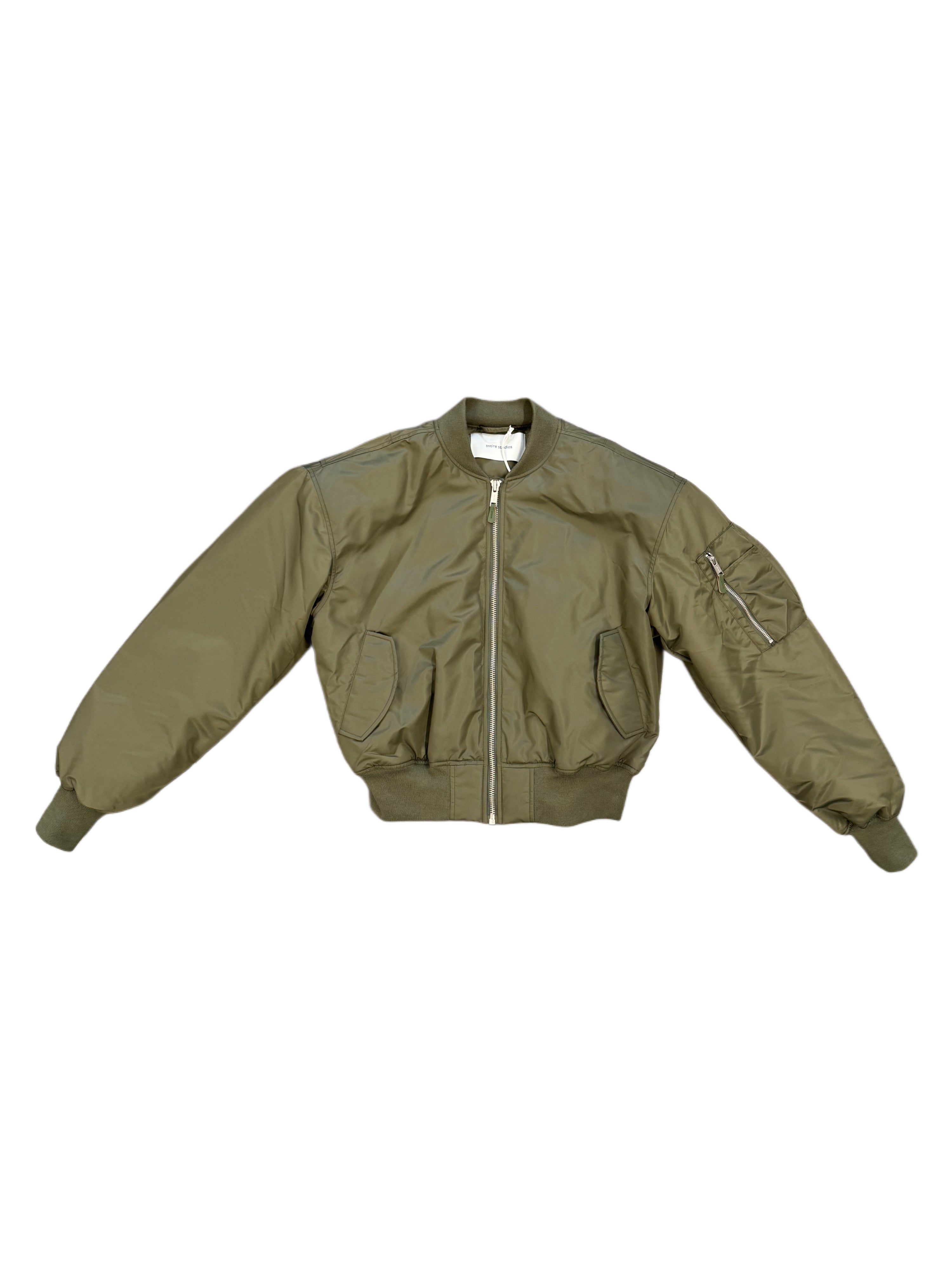 ENTIRE STUDIOS CROPPED BROAD BOMBER KHAKI
