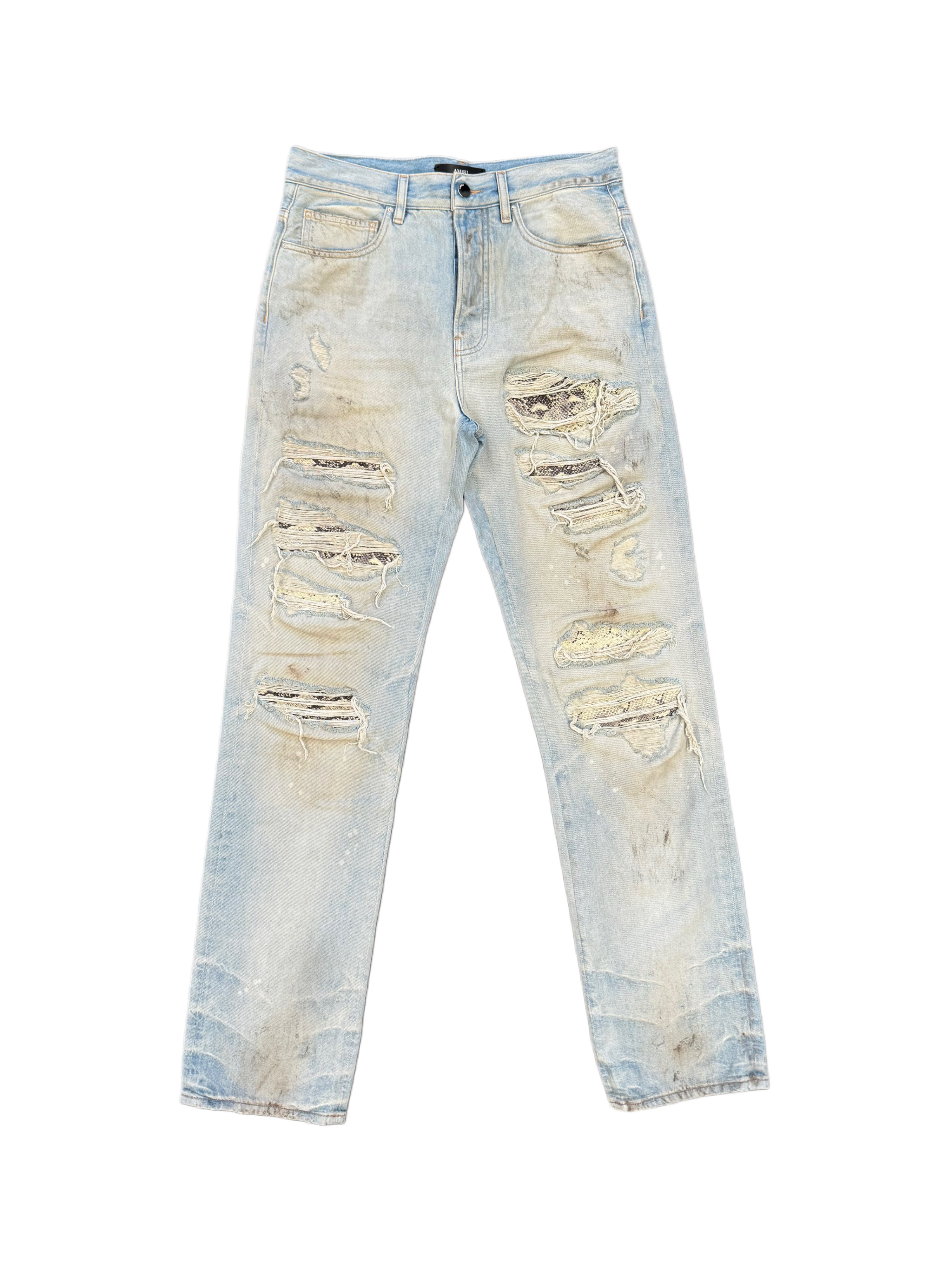 AMIRI SNAKE THRASHER STRAIGHT JEAN PERFECT ANTIQUE INDIGO