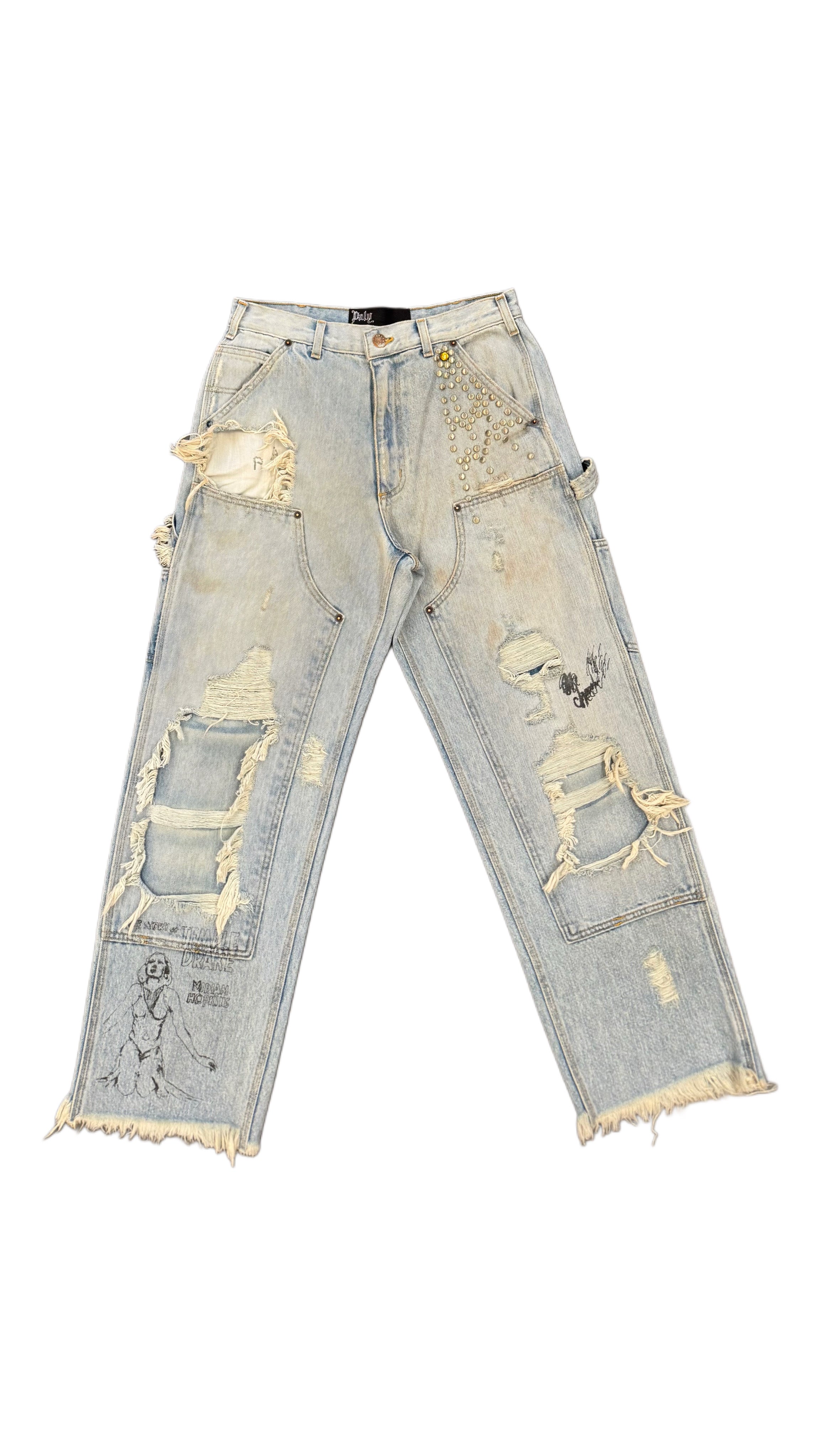 Paly Busted Dbl Knee Jean Denim