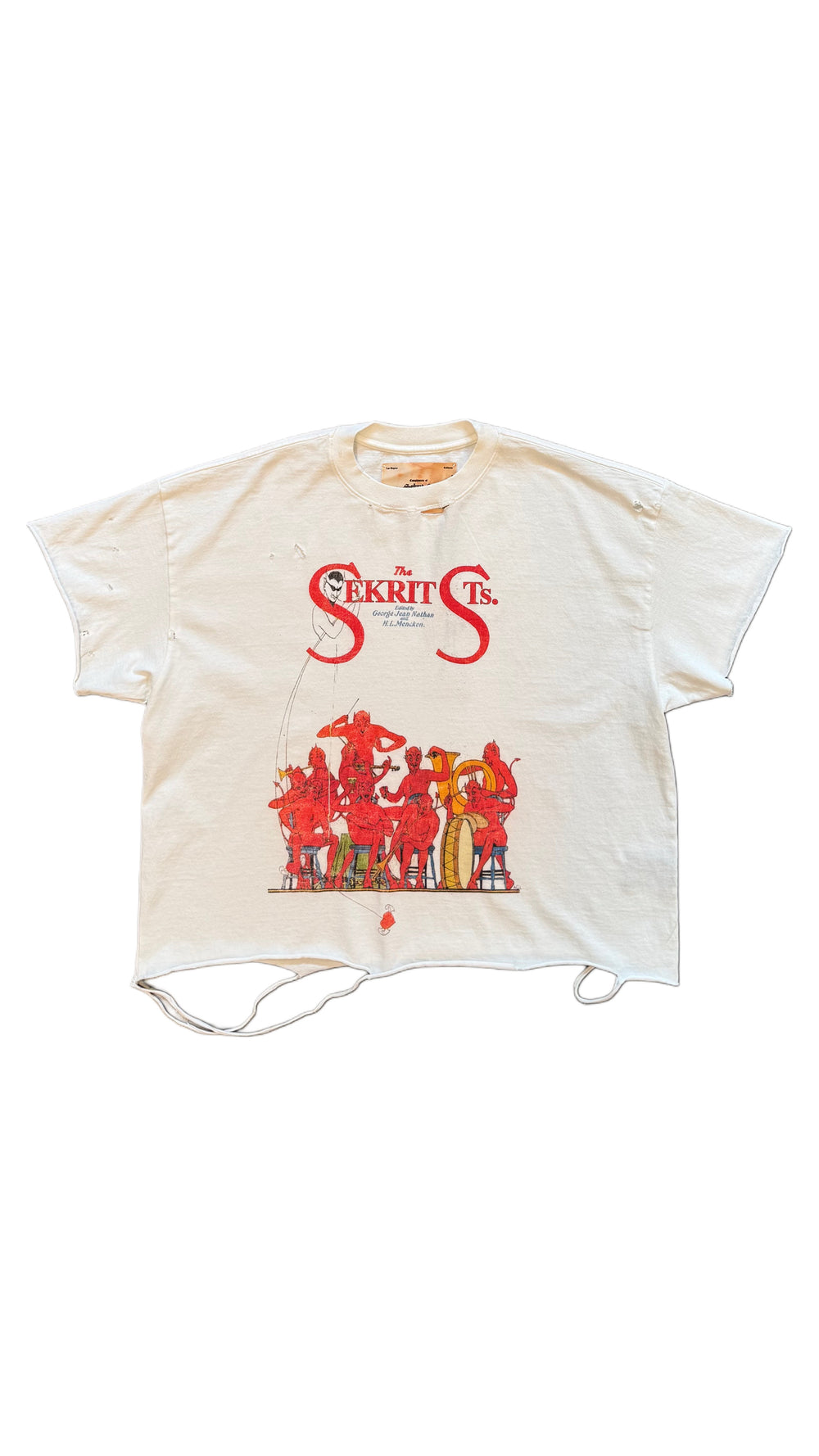 THE SEKRIT SAINTS DEVIL BAND T-SHIRT VINTAGE WHITE