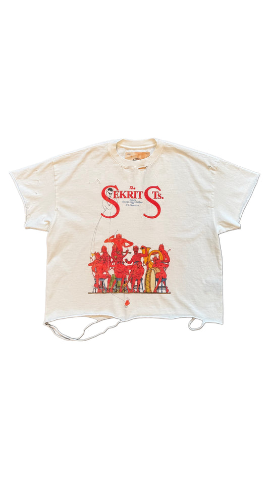 THE SEKRIT SAINTS DEVIL BAND T-SHIRT VINTAGE WHITE