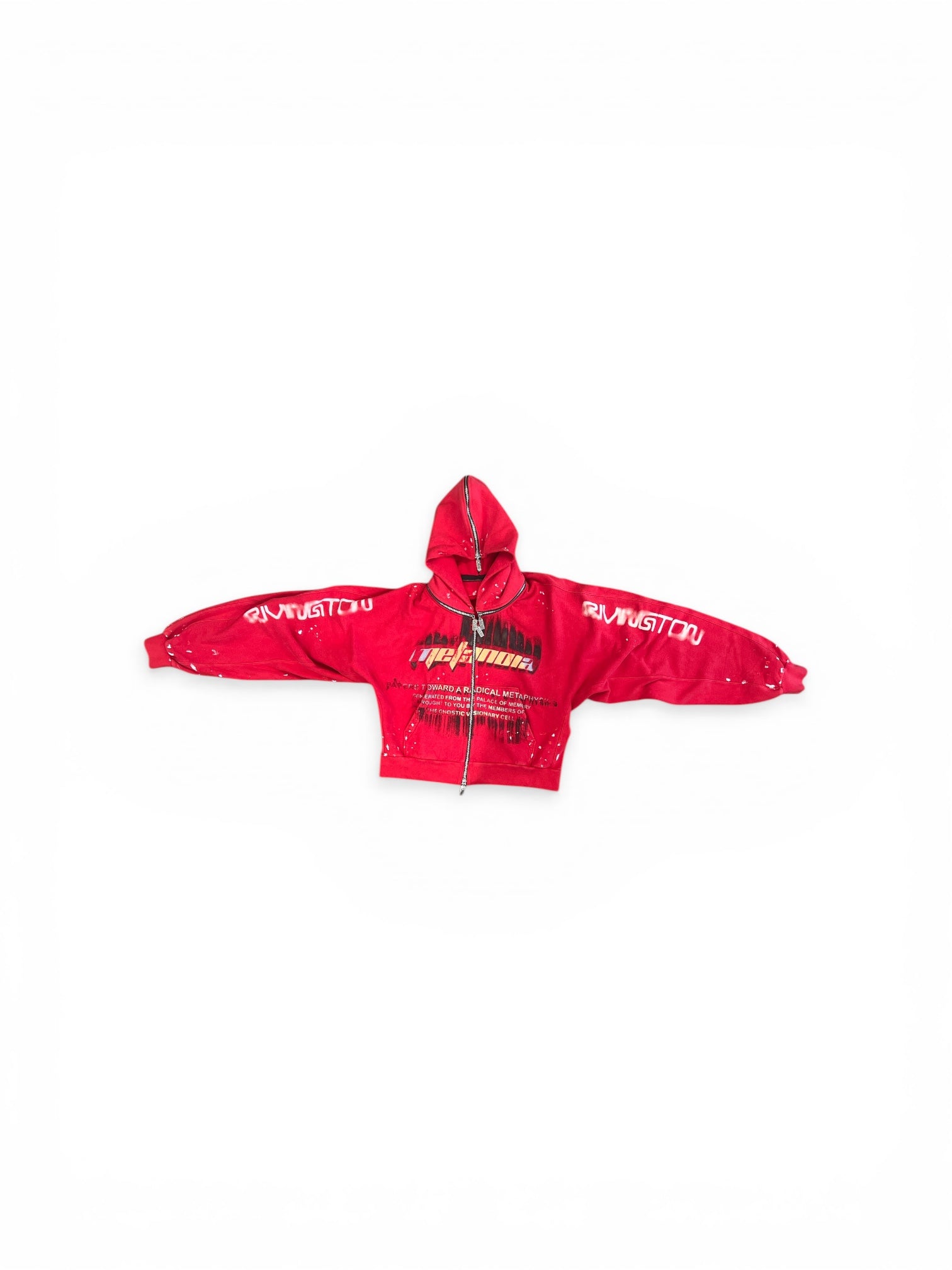 RIVINGTON ROI REBIS RADICAL PAPER ROSE ZIP HOODIE META RED – E3RD