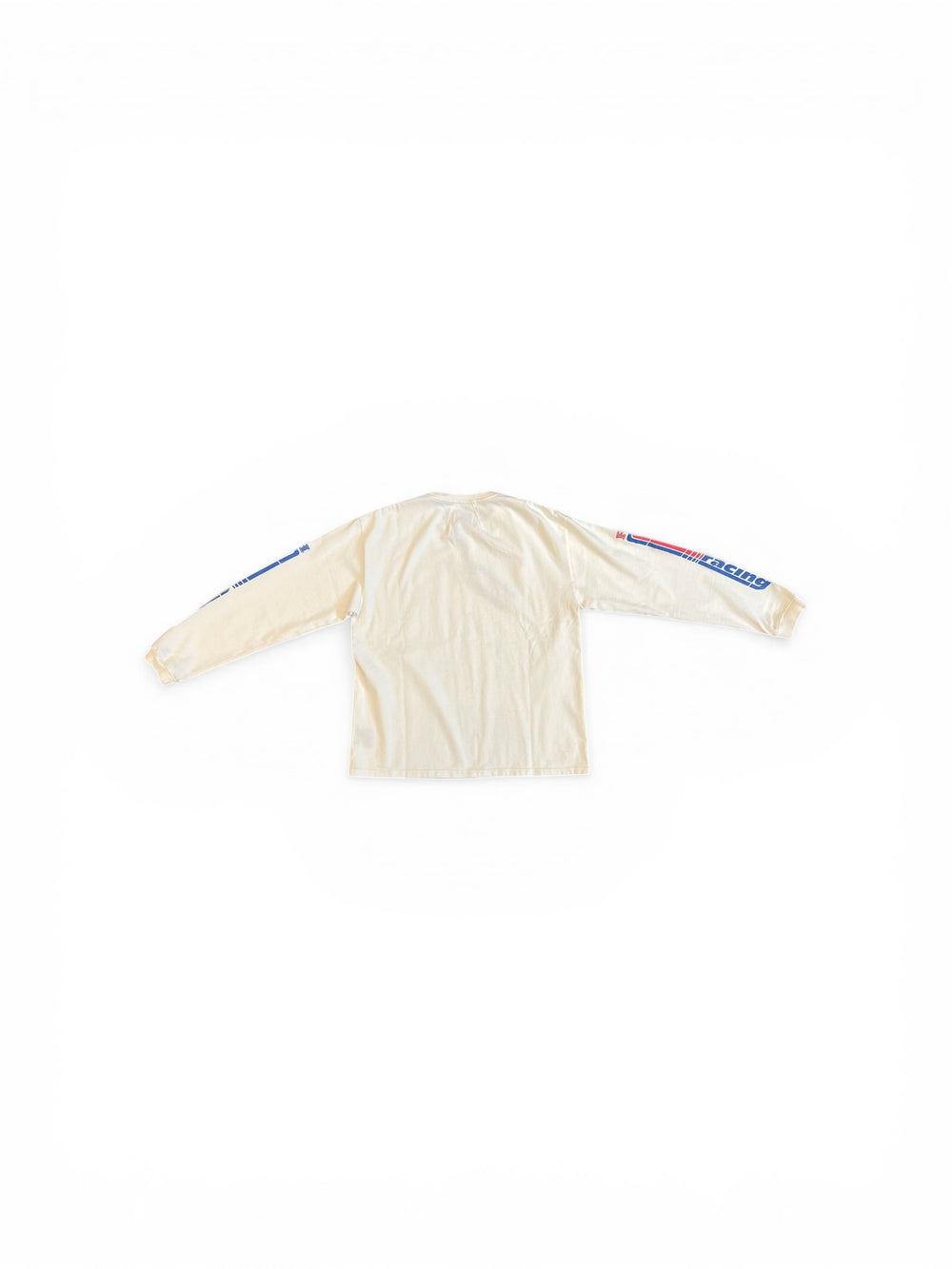 RHUDE SPLIT PETROL LOGO LS TEE VINTAGE WHITE/ RED/ BLUE
