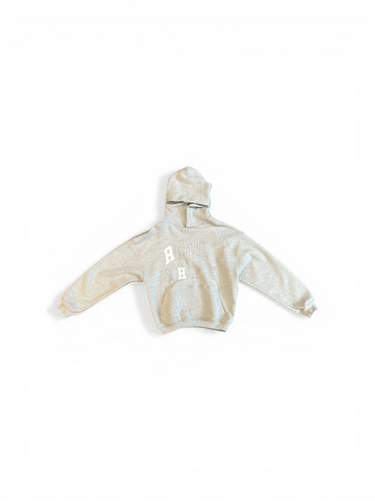 RHUDE ATHLETIC HOODIE HEATHER GREY/ WHITE