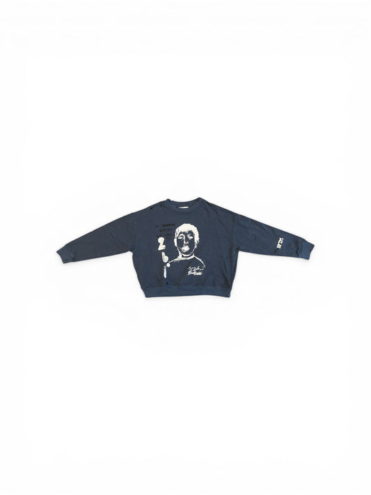 SONG FOR THE MUTE YAWNING KID RELAXED PULLOVER OVERDYE NAVY
