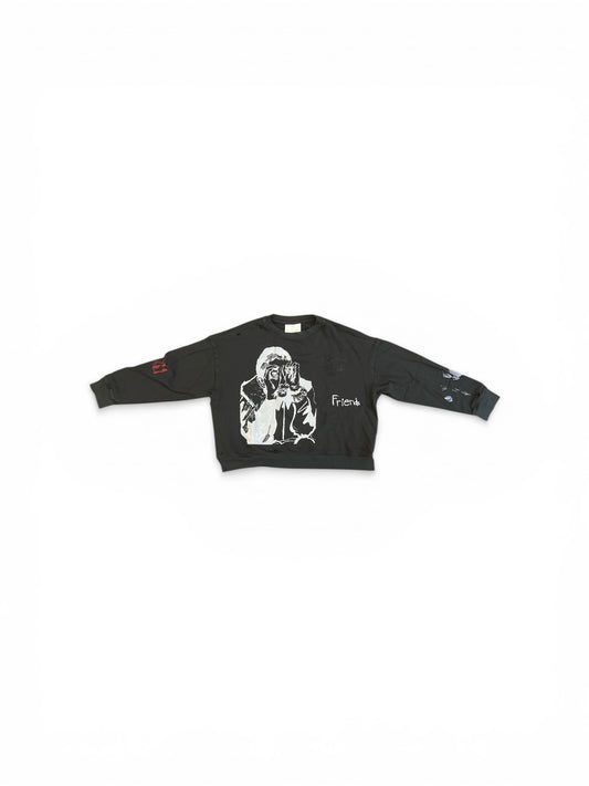 SONG FOR THE MUTE PEAKING KID RELAXED PULLOVER OVERDYE BLACK