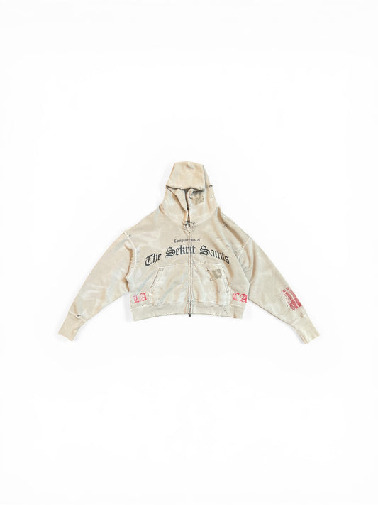 THE SEKRIT SAINTS STAMP ZIP-UP HOODIE VINTAGE GREEN