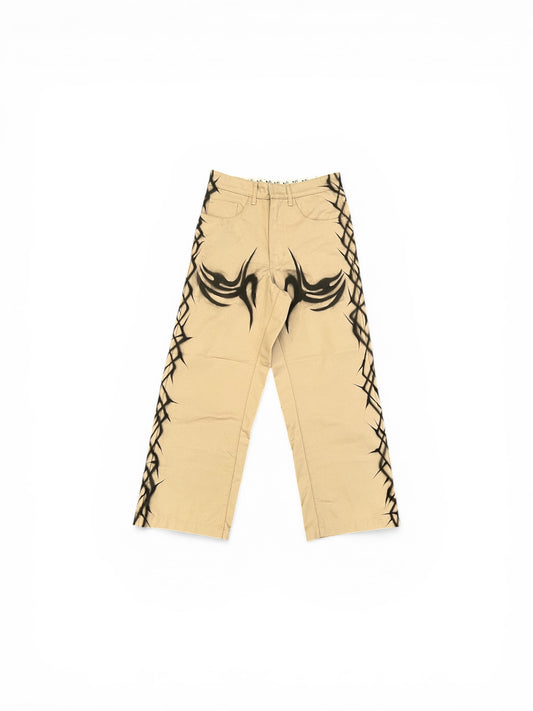 HELLSTAR KHAKI TRIBAL AIRBRUSHED PANTS BROWN