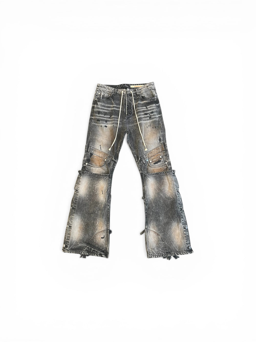 SECNDSLF RECONSTRUCTED TEXAS FLARE DENIM BLACK