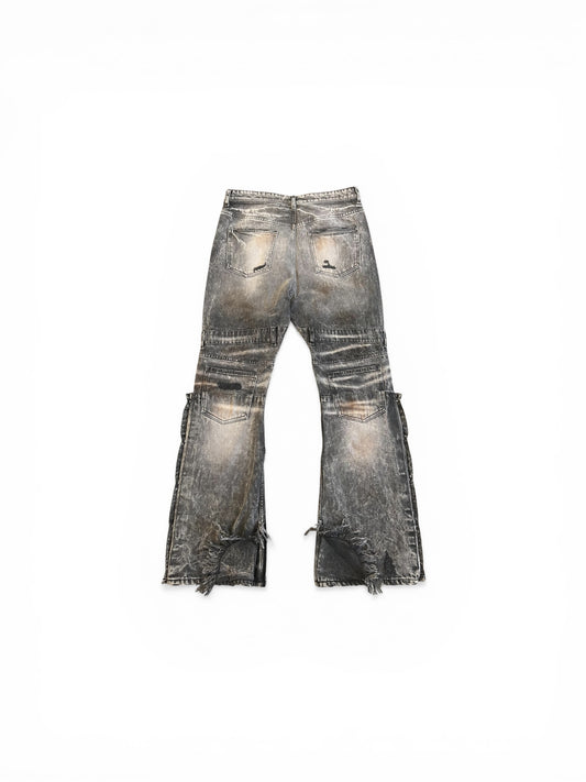 SECNDSLF RECONSTRUCTED TEXAS FLARE DENIM BLACK
