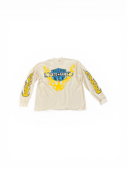 SECNDSLF FIRESTORM VINTAGE LS X MASATO KAWAJO VINTAGE WHITE/YELLOW