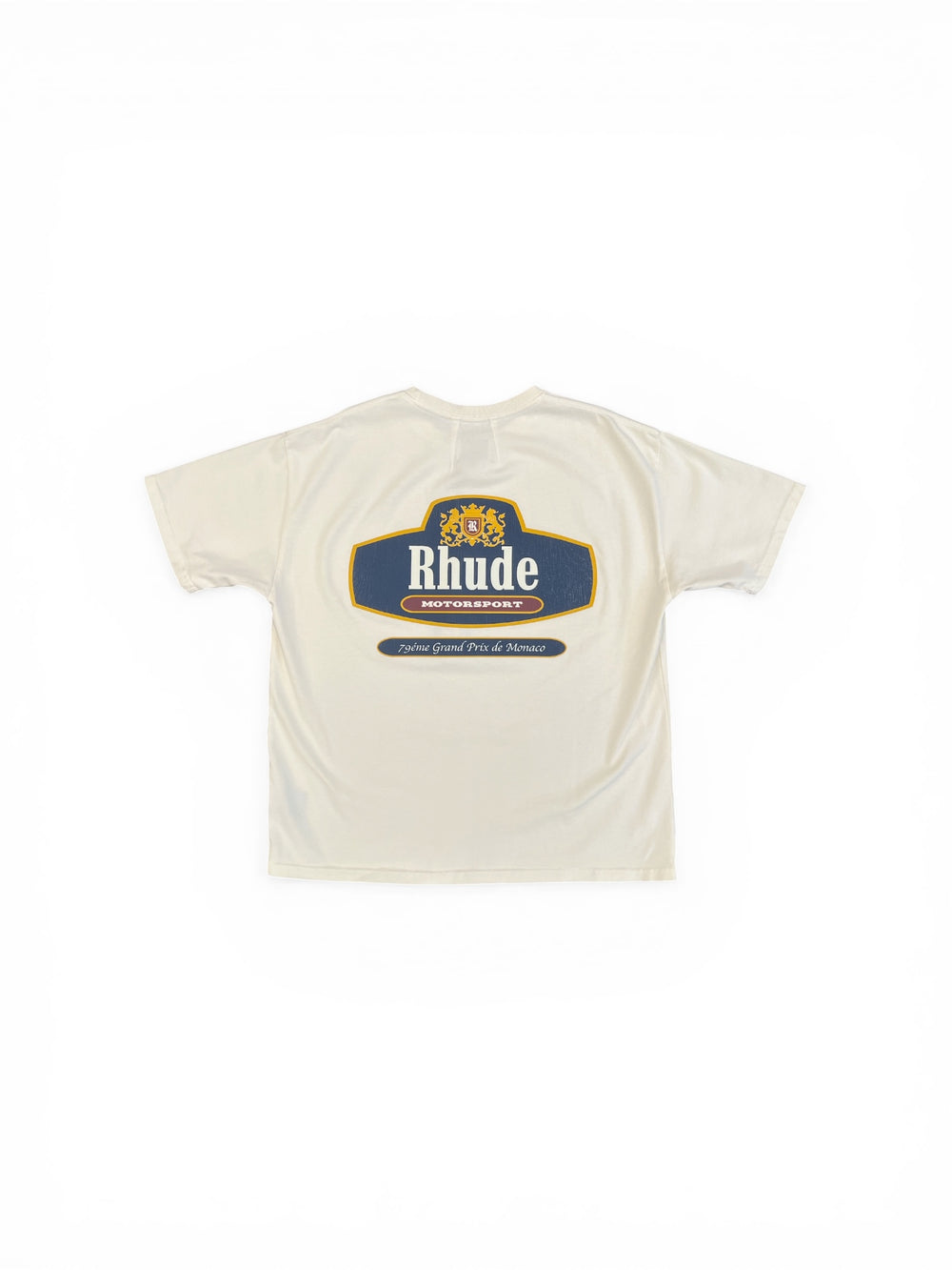 RHUDE RACING CREST TEE VINTAGE WHITE/ NAVY