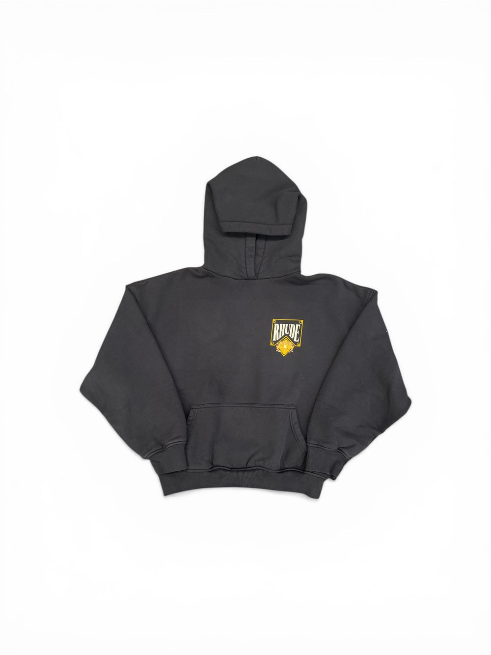 RHUDE PLAYING CARD HOODIE VINTAGE BLACK / YELLOW