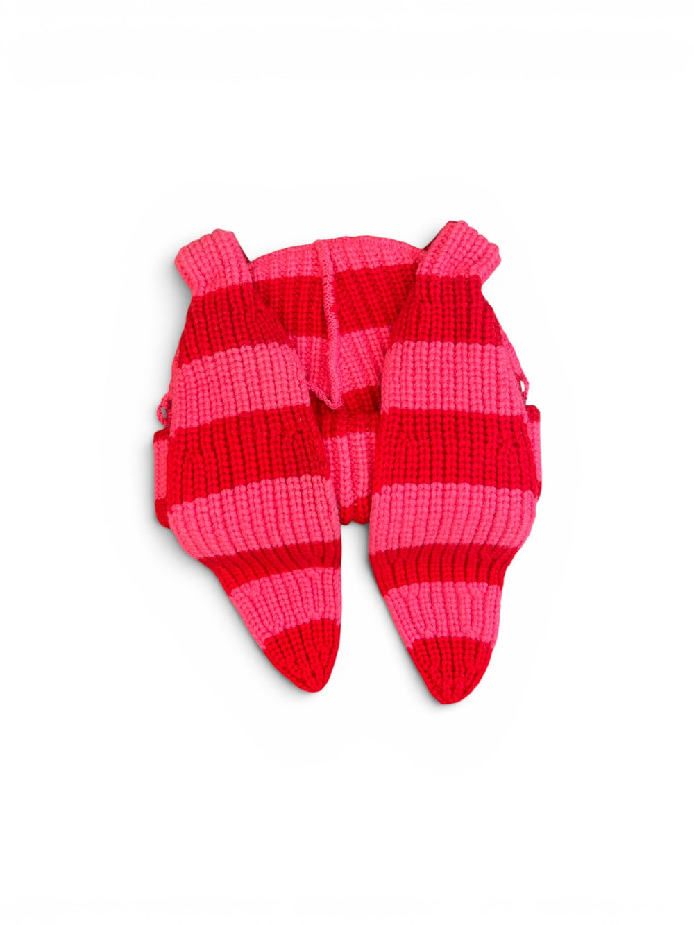 CHARLES JEFFREY LOVERBOY CHUNKY RABBIT BEANIE RED + PINK STRIPE