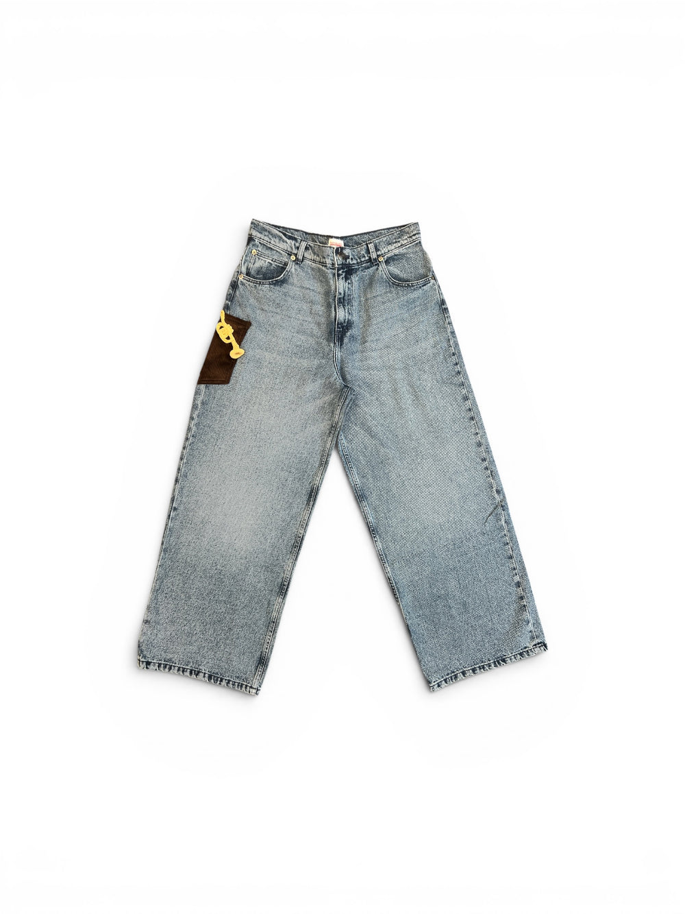 CHARLES JEFFREY LOVERBOY LOOSE FIT JEAN WITH CROCHET TRUMPET WASHED DENIM