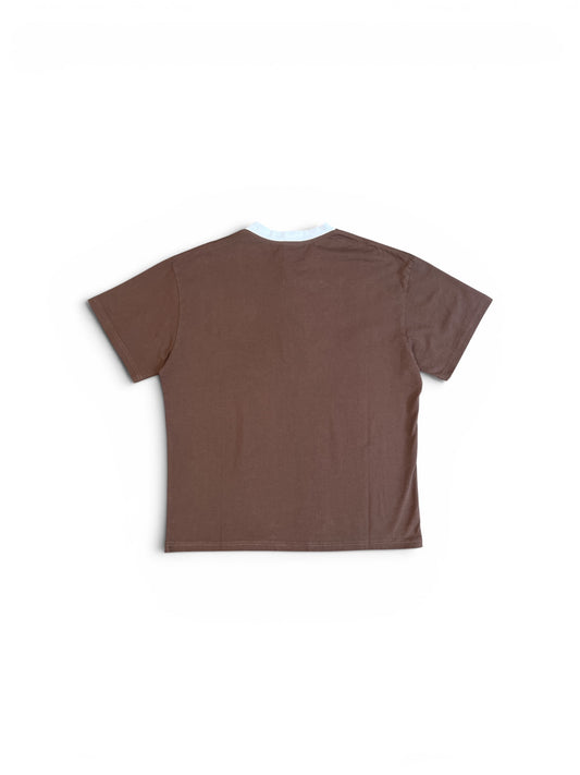 CHARLES JEFFREY LOVERBOY LOGO TEE BROWN + LIGHT BLUE