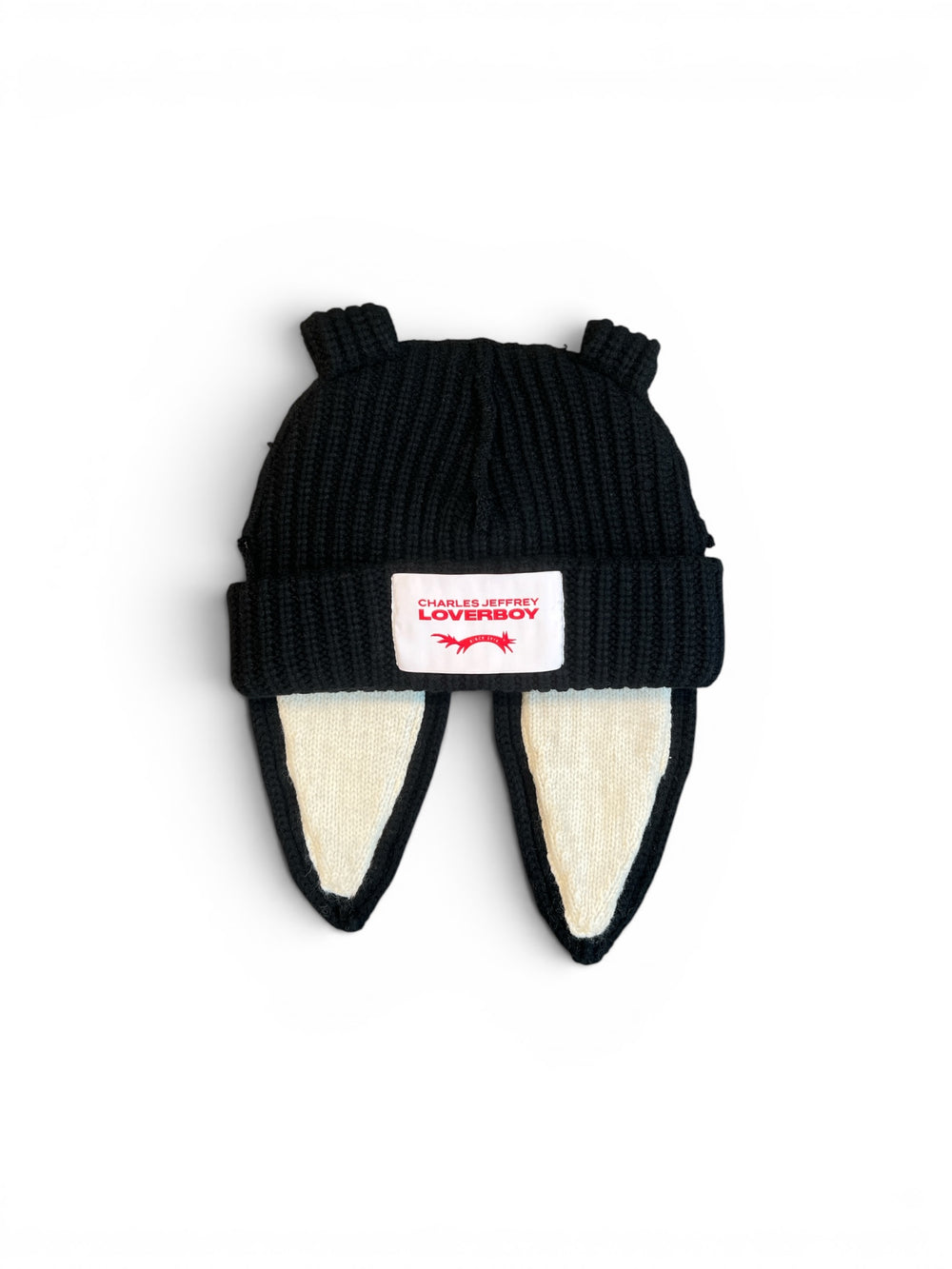 CHARLES JEFFREY LOVERBOY CHUNKY RABBIT BEANIE ECRU