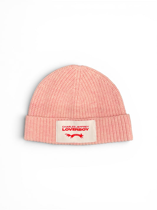 CHARLES JEFFREY LOVERBOY CHUNKY RIB BEANIE PINK