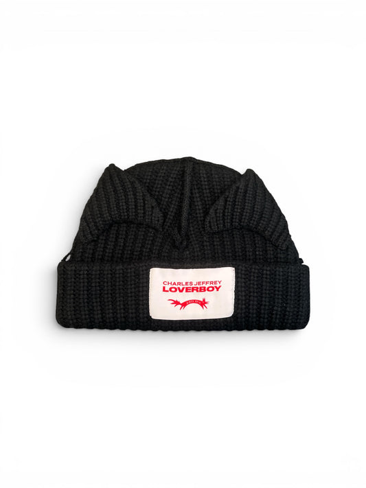 CHARLES JEFFREY LOVERBOY CHUNKY EARS BEANIE BLACK SS26